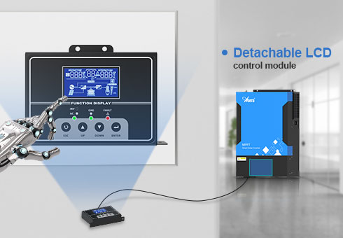 Modul kontrol LCD yang dapat dilepas, dan dapat dikonversi menjadi penggunaan panel jarak jauh, dengan panjang ekstensi yang berbeda.