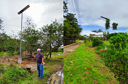 119 set lampu jalan LED tenaga surya 120W terpasang di desa desa Filipina