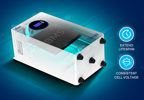 Menggunakan BMS cerdas dengan teknologi penyeimbang aktif untuk meningkatkan kinerja baterai, memperpanjang masa pakai, dan memastikan tegangan sel yang konsisten.